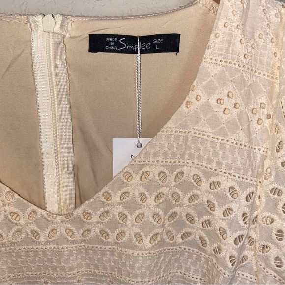 NWT Simplee - Eyelet Lace Sleeveless A-Line Dress Large - Picture 2 of 3